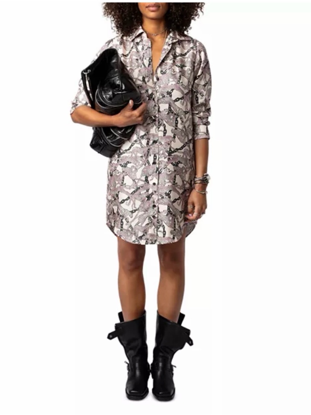 Zadig & Voltaire Rais Twill Wild Chaines Silk Shirtdress